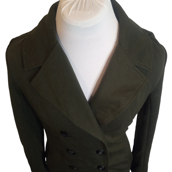 41 Hawthorn Women Green Long Sleeve Notch Lapel Double-Breasted Pea Coat Sz XS - Picture 5 of 7